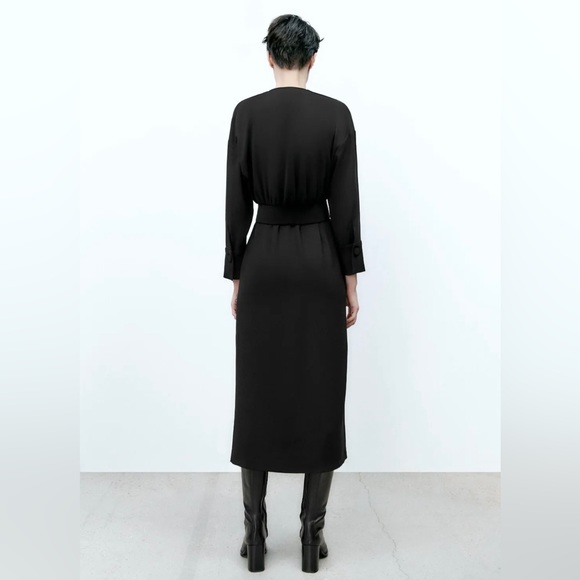 Zara Dresses Zara Wrap V-Neck Long Sleeve Belted Mid - Picture 5 of 10